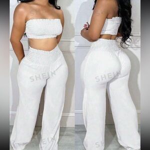 2 piece white pants set